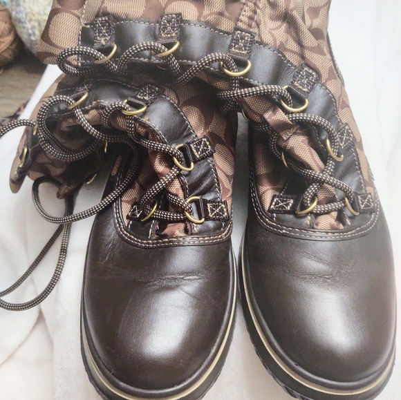 COACH, Leather and waterproof canvas boots 8.5 - Picture 6 of 9
